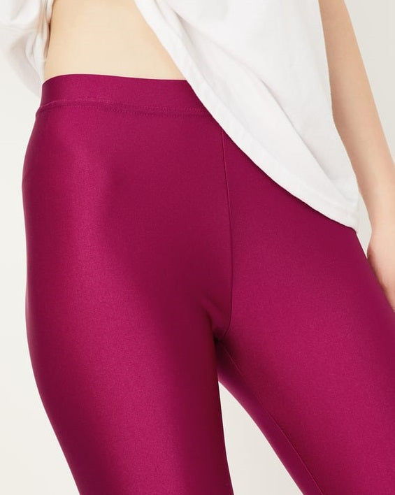 Nylon Shimmer Leggings Spandex for Women - Magenta