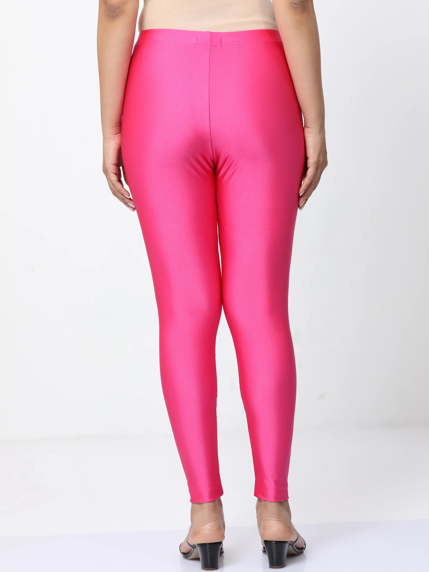 Nylon Shimmer Leggings Spandex for Women - Fuchsia