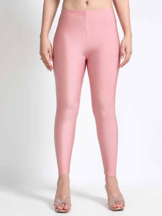 Nylon Shimmer Leggings Spandex for Women - Rose Gold
