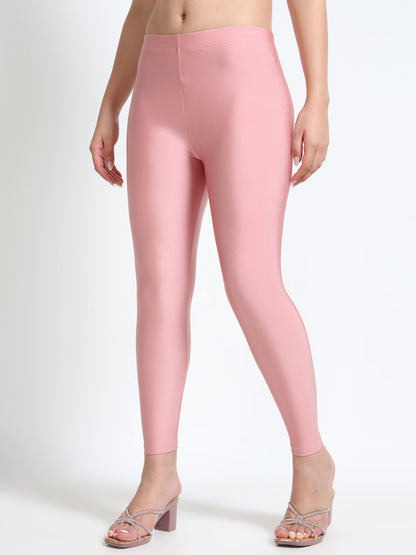 Nylon Shimmer Leggings Spandex for Women - Rose Gold