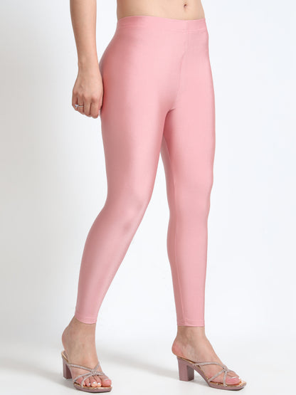 Nylon Shimmer Leggings Spandex for Women - Rose Gold