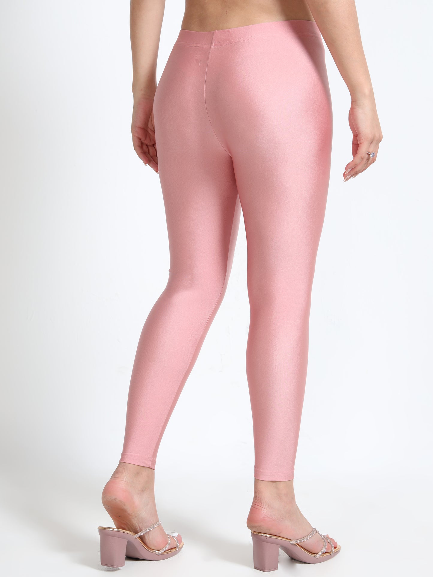 Nylon Shimmer Leggings Spandex for Women - Rose Gold