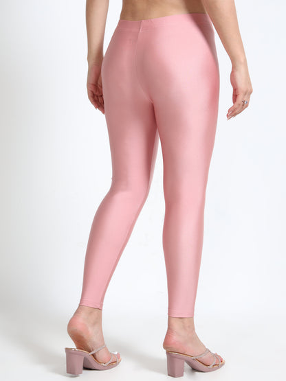 Nylon Shimmer Leggings Spandex for Women - Rose Gold