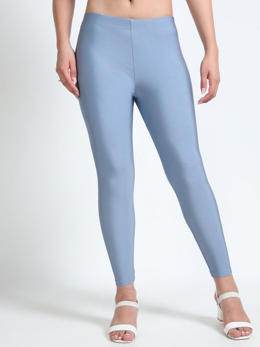 Nylon Shimmer Leggings Spandex for Women - Steel Grey