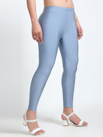 Nylon Shimmer Leggings Spandex for Women - Steel Grey