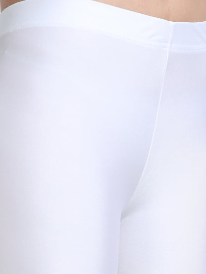 Nylon Shimmer Leggings Spandex for Women - White