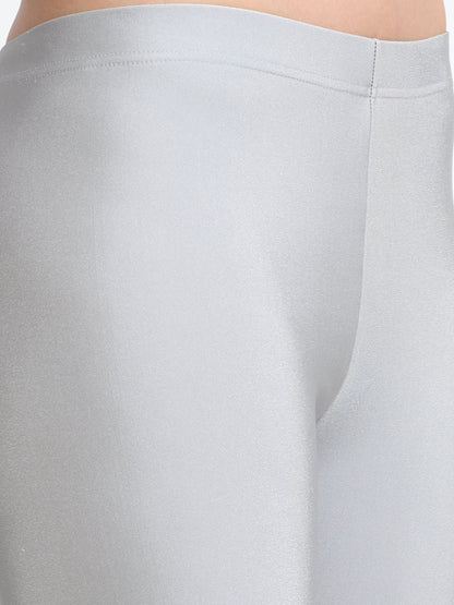Nylon Shimmer Leggings Spandex for Women - Silver