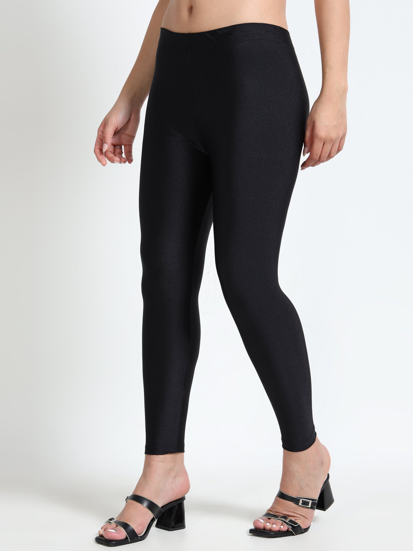 Nylon Shimmer Leggings Spandex for Women - Black