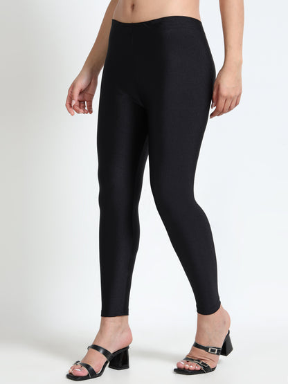 Nylon Shimmer Leggings Spandex for Women - Black