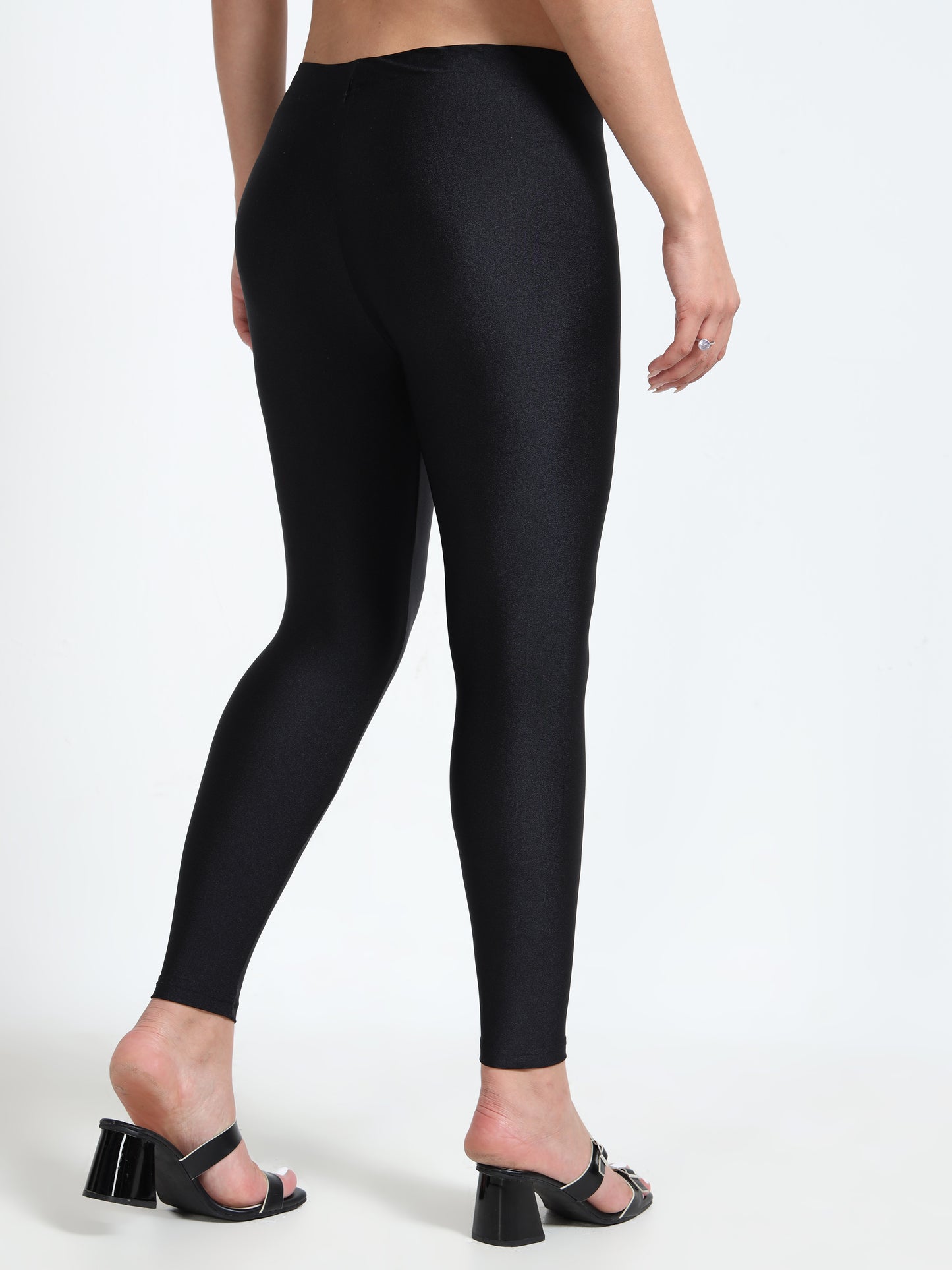Nylon Shimmer Leggings Spandex for Women - Black