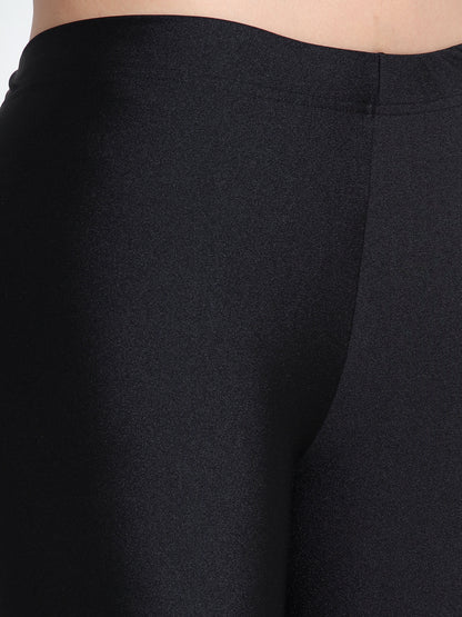Nylon Shimmer Leggings Spandex for Women - Black