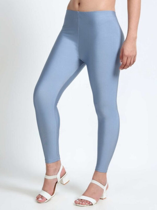 Nylon Shimmer Leggings Spandex for Women - Steel Grey