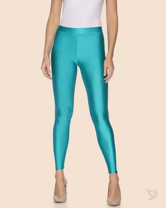 Nylon Shimmer Leggings Spandex for Women - Teal Green