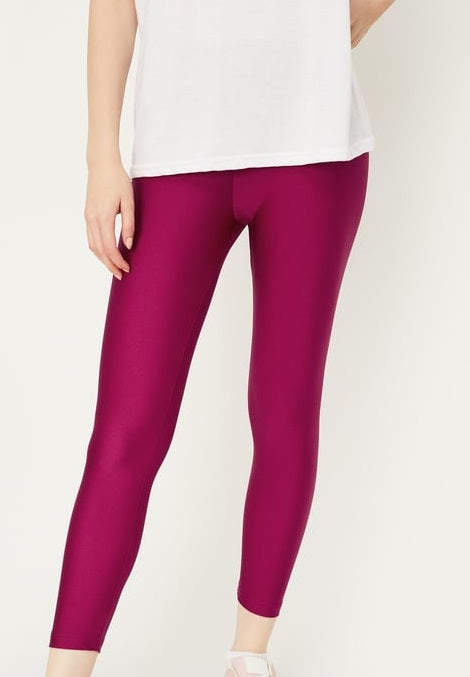 Nylon Shimmer Leggings Spandex for Women - Magenta