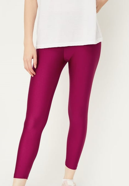 Nylon Shimmer Leggings Spandex for Women - Magenta
