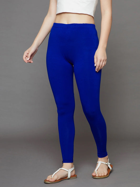 Nylon Shimmer Leggings Spandex for Women - Royal Blue