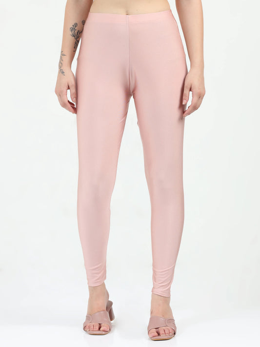 Nylon Shimmer Leggings Spandex for Women - Rose Gold