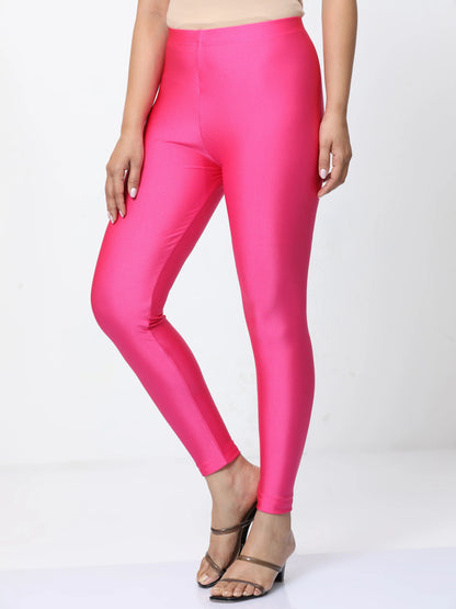 Nylon Shimmer Leggings Spandex for Women - Fuchsia