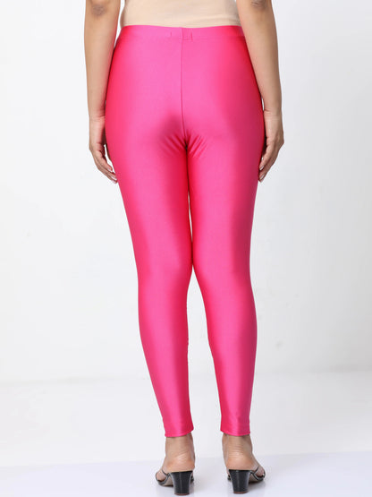 Nylon Shimmer Leggings Spandex for Women - Fuchsia